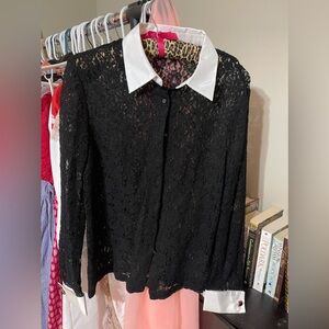 Black Lace Wednesday Addams Style Blouse Size 10